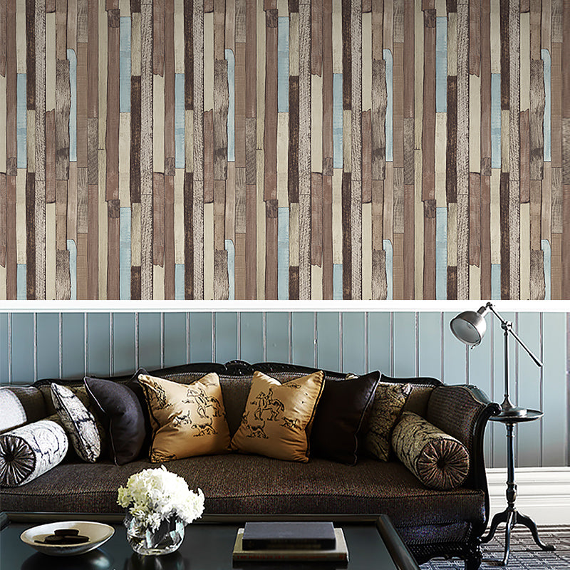 Country Shiplap Tapete Vliesstoff Wasserdicht Dunkle Farbe Wanddekoration für Wohnzimmer