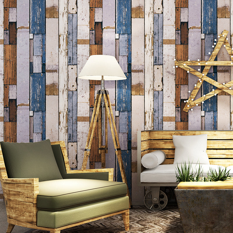 PVC Waschbare Tapete Landschaft Wiederverwertete Holzplanken Wandverkleidung für das Wohnzimmer