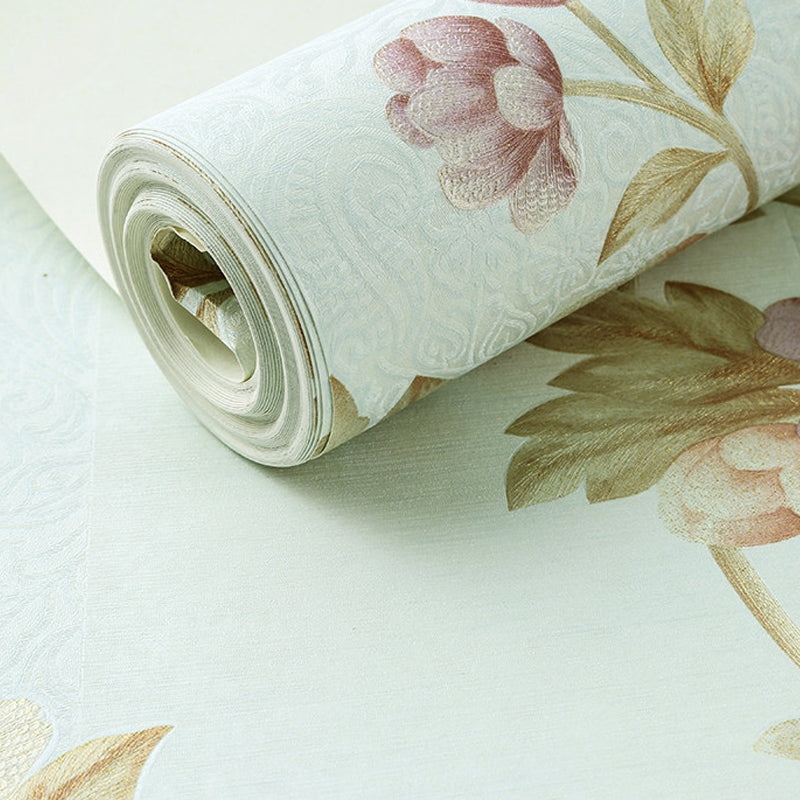 Vinyl Soft Color Tapete Ländliche Blühende Pfingstrosen Muster Wandverkleidung, 31' x 20,5"