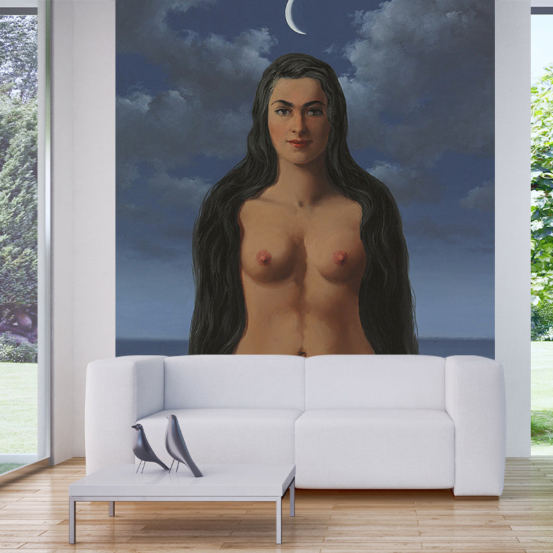 Frendorf | Blau-Braun Nude Wandmalereien Nachthimmel Surrealistische Waschbare Wanddekoration für Schlafzimmer