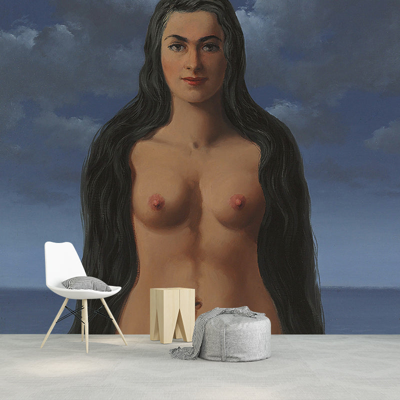 Frendorf | Blau-Braun Nude Wandmalereien Nachthimmel Surrealistische Waschbare Wanddekoration für Schlafzimmer