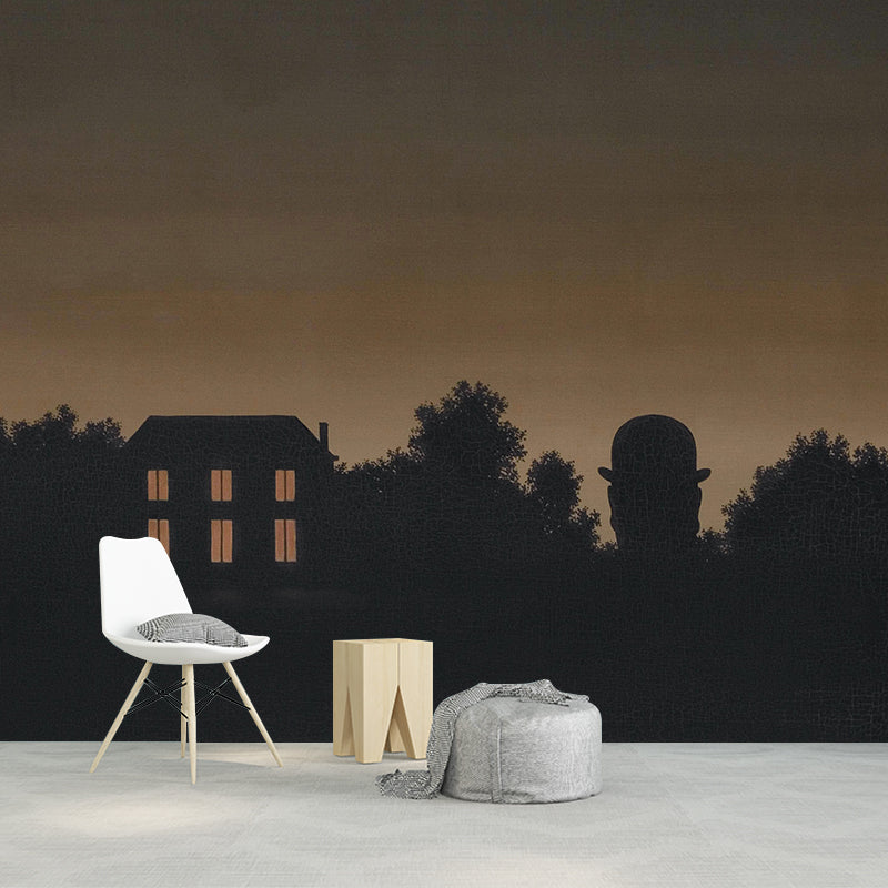 Vollformat Surrealismus Tapeten-Murales in Schwarz-Braun Rene Magritte das Ende der Welt Wanddekoration, benutzerdefinierter Druck