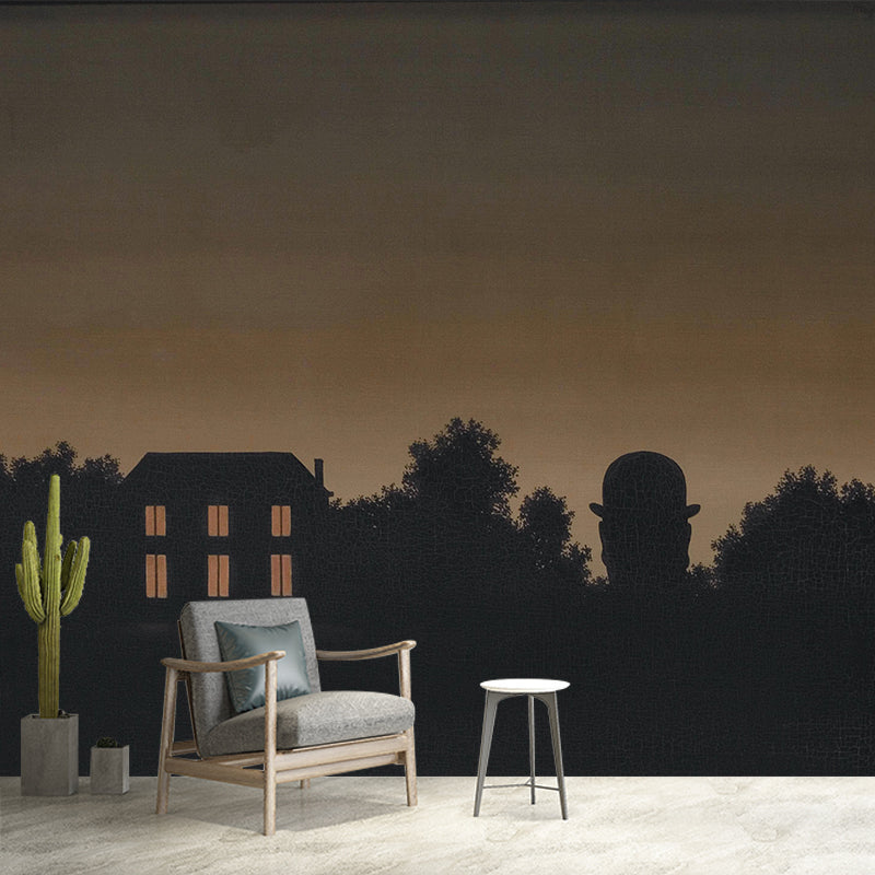 Vollformat Surrealismus Tapeten-Murales in Schwarz-Braun Rene Magritte das Ende der Welt Wanddekoration, benutzerdefinierter Druck