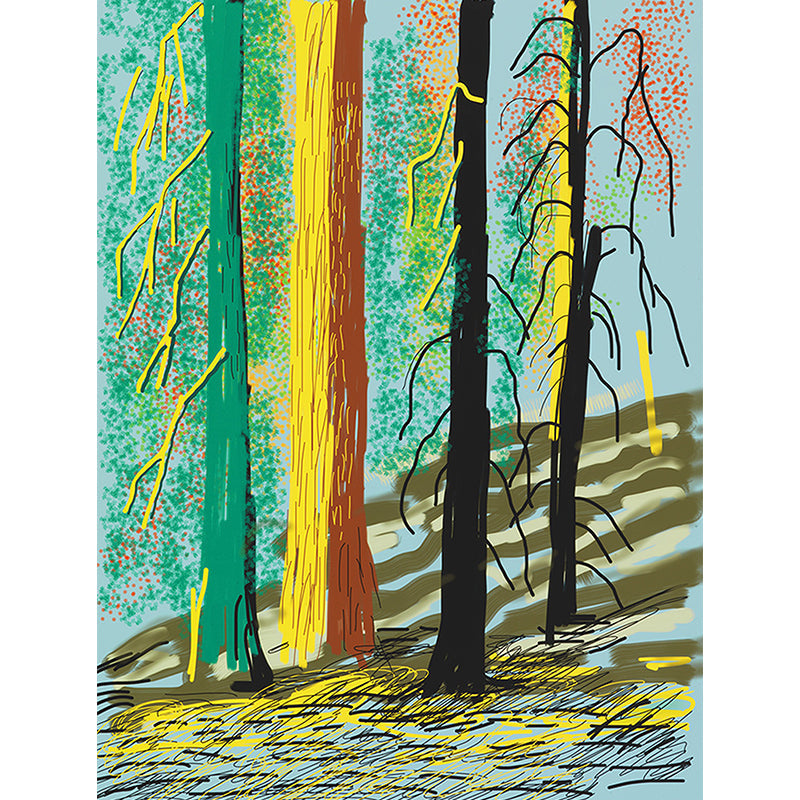 Frendorf | Art Deco Yosemite Bomen Muurschilderingen voor Slaapkamer Aangepaste Wandbedekking in Rood-Geel-Groen