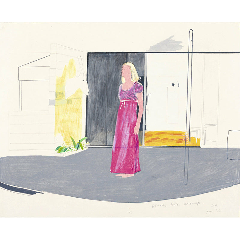 Frendorf | Aangepaste Illustratie Moderne Kunst Muurschilderingen met Vrouw bij Hotel Voorkant Schilderij in Grijs-Paars