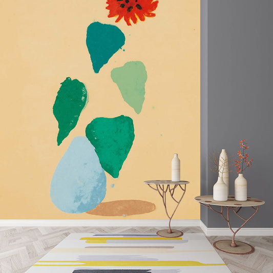 Frendorf | Behang met potplanten Muurdecoratie Art Deco Vlekbestendige Wandbekleding voor de Slaapkamer, Op Maat Gemaakt