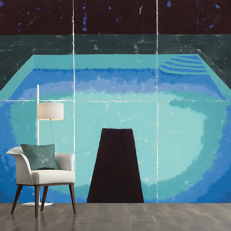 Art Deco Papier Pools Wandtattoo Schwarz-Blau Schlafzimmer Wandverkleidung, Individuelle Größe Verfügbar