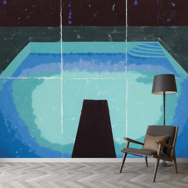 Frendorf | Art Deco Papier Pools Muur Decal Zwart-Blauw Slaapkamer Wandbekleding, Op Maat Beschikbaar