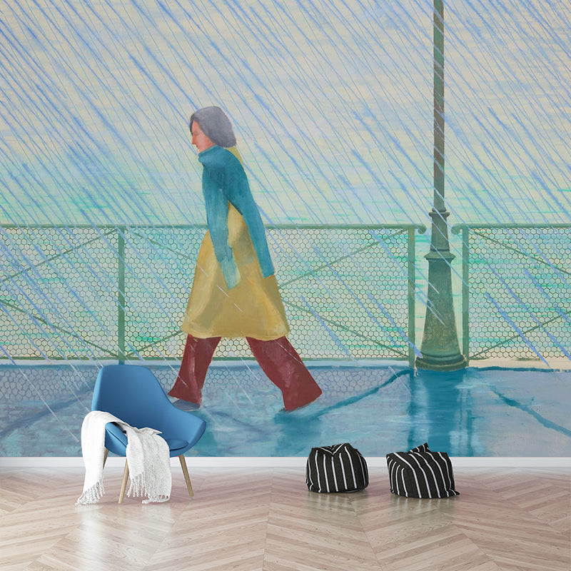 Frendorf | Große Walk in Rain Wandbilder Tapete Feuchtigkeitsresistente Kunst Schlafzimmer Wanddekoration