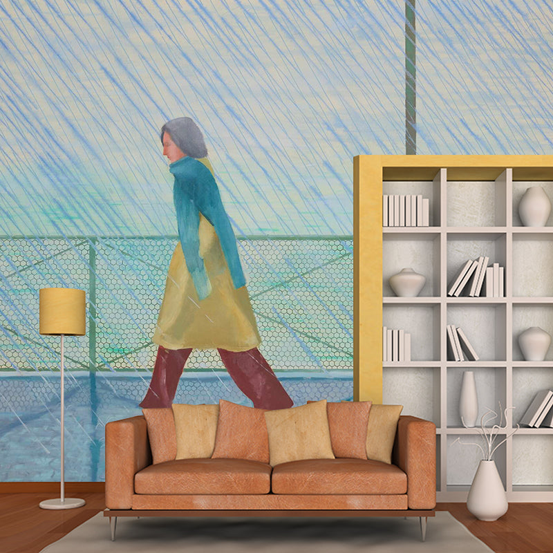 Frendorf | Große Walk in Rain Wandbilder Tapete Feuchtigkeitsresistente Kunst Schlafzimmer Wanddekoration