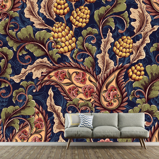 Frendorf | Boho Paisley Botanics Wandaufkleber Braune Fleckenresistente Wanddekoration für Zuhause