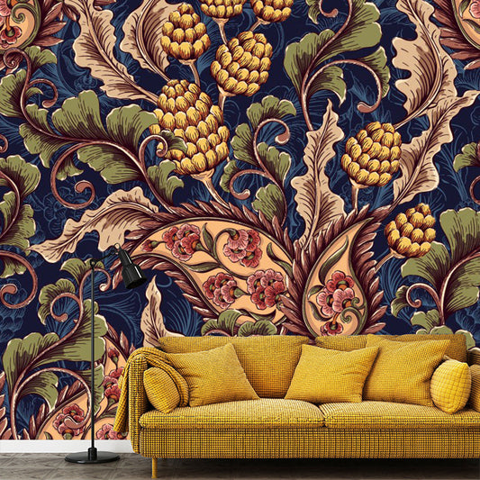 Frendorf | Boho Paisley Botanics Wandaufkleber Braune Fleckenresistente Wanddekoration für Zuhause