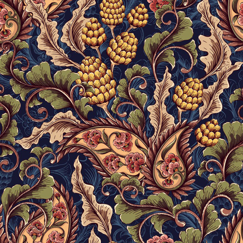 Frendorf | Boho Paisley Botanics Wandaufkleber Braune Fleckenresistente Wanddekoration für Zuhause