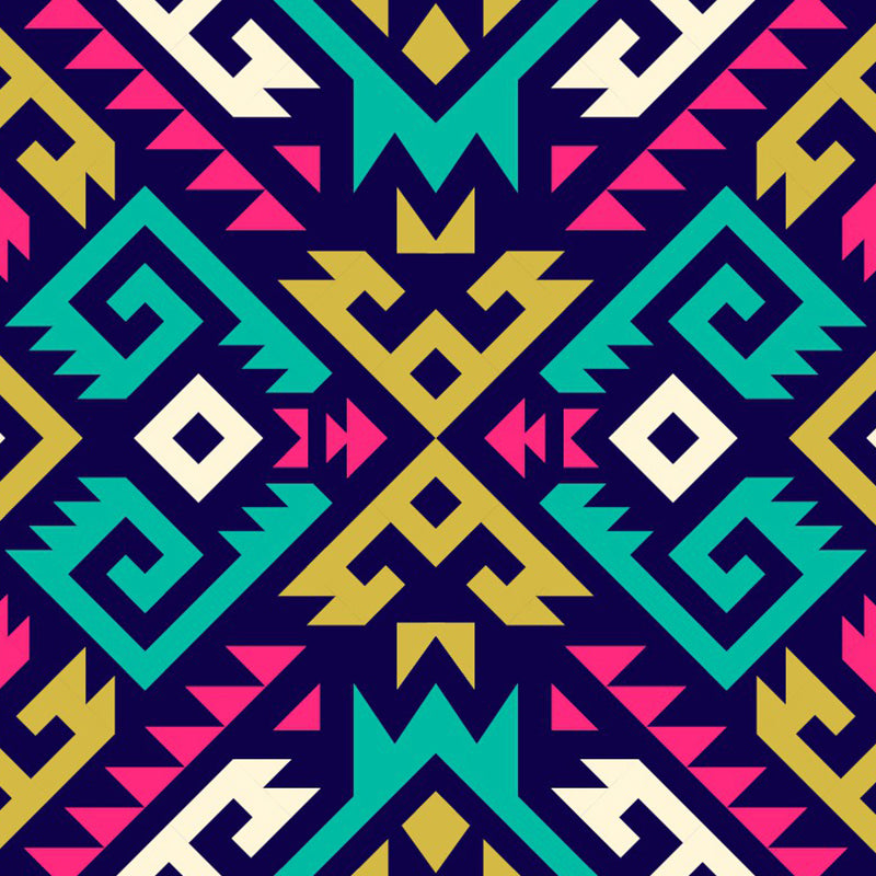 Frendorf | Bohemian Geo Symmetry Wandmural Aufkleber Rot-Gelb-Grün Wasserfest Wandverkleidung für Zuhause