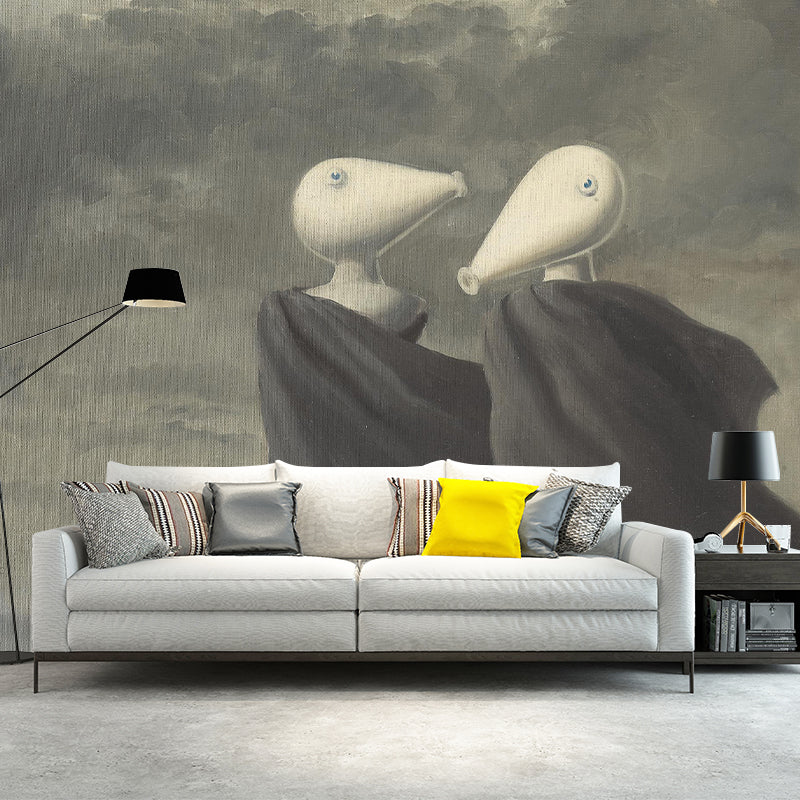 Frendorf | Brown Le Colloque Sentimental Murals Artwork Surreal Waschbare Wandbekleidung für das Wohnzimmer