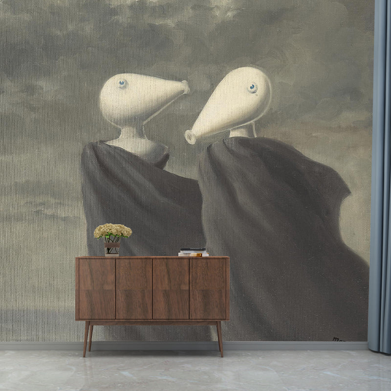 Frendorf | Brown Le Colloque Sentimental Murals Artwork Surreal Waschbare Wandbekleidung für das Wohnzimmer