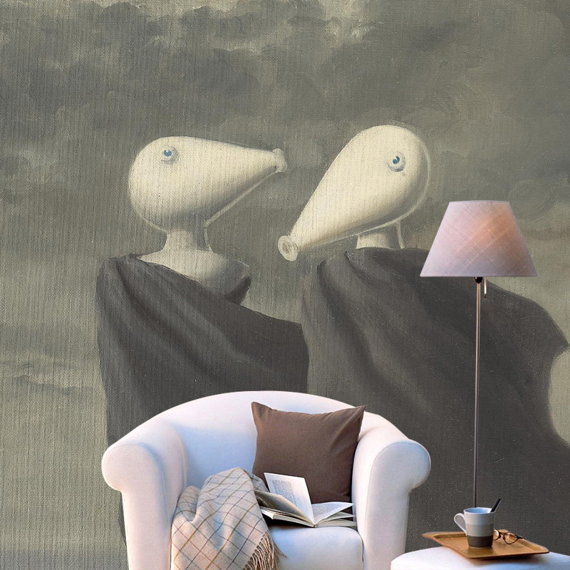 Frendorf | Brown Le Colloque Sentimental Murals Artwork Surreal Waschbare Wandbekleidung für das Wohnzimmer