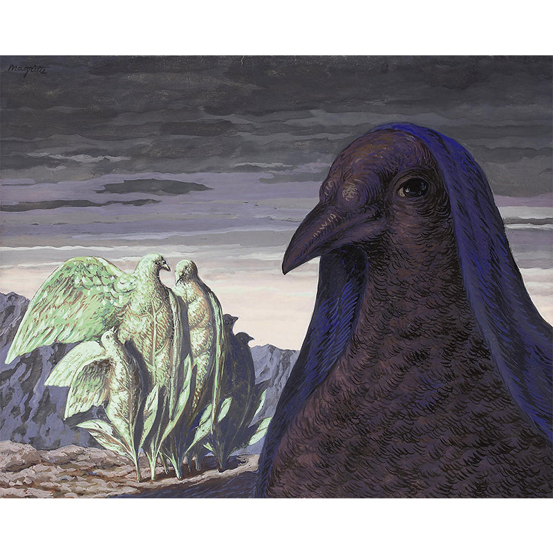 Frendorf | Grote Pigeon De Boodschapper Muren Paars-Groen Non-Woven Wandbedekking, Wasbaar, Aangepaste Print
