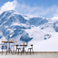 Große schneebedeckte Feld-Wandbilder für das Wohnzimmer Berg Wanddekor in Blau-Weiß, Feuchtigkeitsbeständig