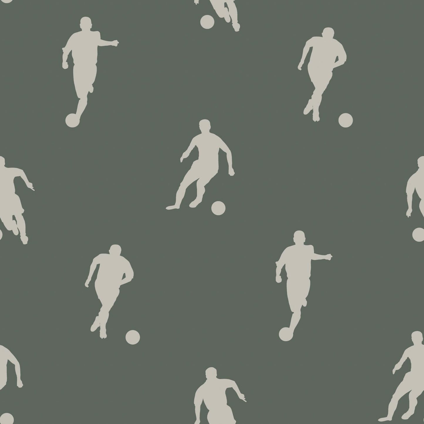 Frendorf | Dunkelgrüner Wallpaper mit Fußballspielern, 139507, To the Moon and Back, Esta Home