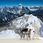 Frendorf | Snow Mountain Landscape Wandtapijten Hedendaagse Niet-Geweven Stof Wanddecoratie in Grijs-Blauw