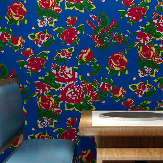 Große Pfingstrosenblüten Tapete Rustikal Waschbar Wohnzimmer Wandkunst, 33' L x 20,5" W