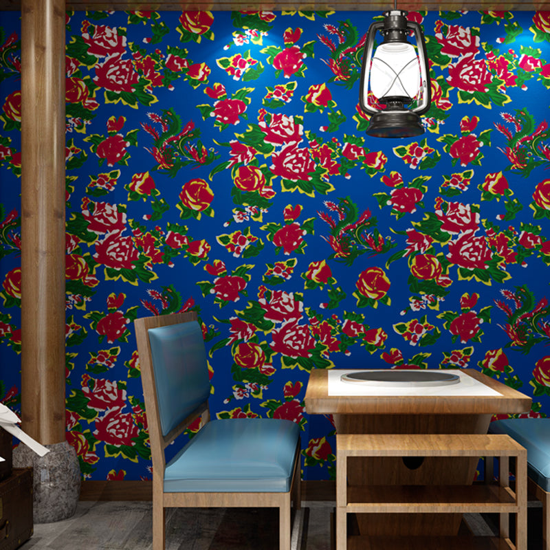Große Pfingstrosenblüten Tapete Rustikal Waschbar Wohnzimmer Wandkunst, 33' L x 20,5" W