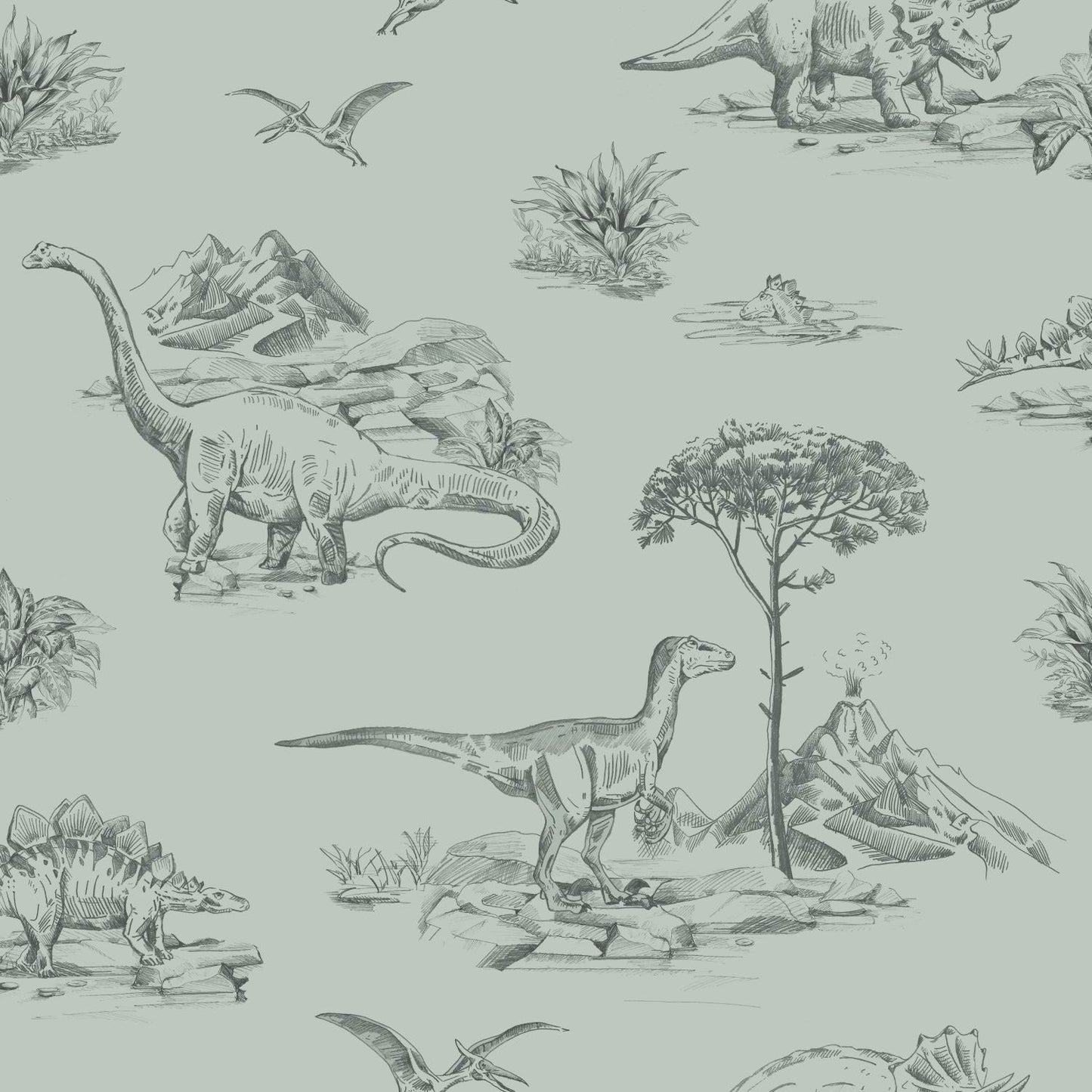 Frendorf | Grüne Kinder Tapete mit Dinosauriern 139556, Bis zum Mond und zurück, Esta Home