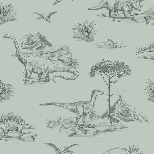 Frendorf | Grüne Kinder Tapete mit Dinosauriern 139556, Bis zum Mond und zurück, Esta Home