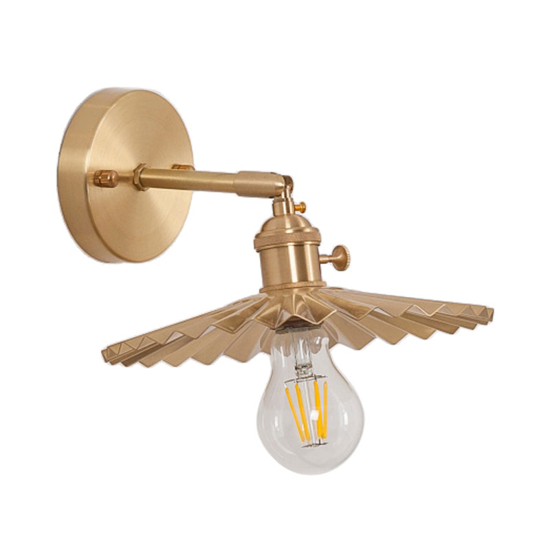 Frendorf | Retro-Stil Radial Wave Wandlampe 1 Kopf Metall Wandmontage Lampe in Messing für Nachttisch