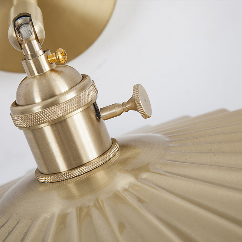 Frendorf | Retro-Stil Radial Wave Wandlampe 1 Kopf Metall Wandmontage Lampe in Messing für Nachttisch
