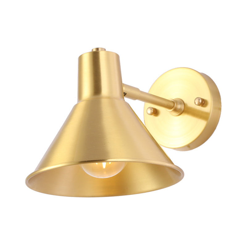 Frendorf | Messing-Finish Flared Wand Sconces Licht Vintage Metall 1 Glühbirne Schlafzimmer Wandbeleuchtung mit verstellbarem Arm
