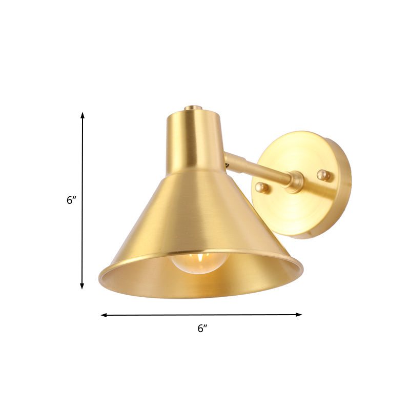 Frendorf | Messing-Finish Flared Wand Sconces Licht Vintage Metall 1 Glühbirne Schlafzimmer Wandbeleuchtung mit verstellbarem Arm