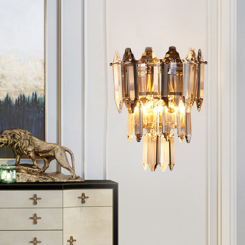 Frendorf | 2 Köpfe Abgeschrägter Flush Wand Sconces Moderne Gold Kristall Shuttle Wandmontage Lichtarmatur