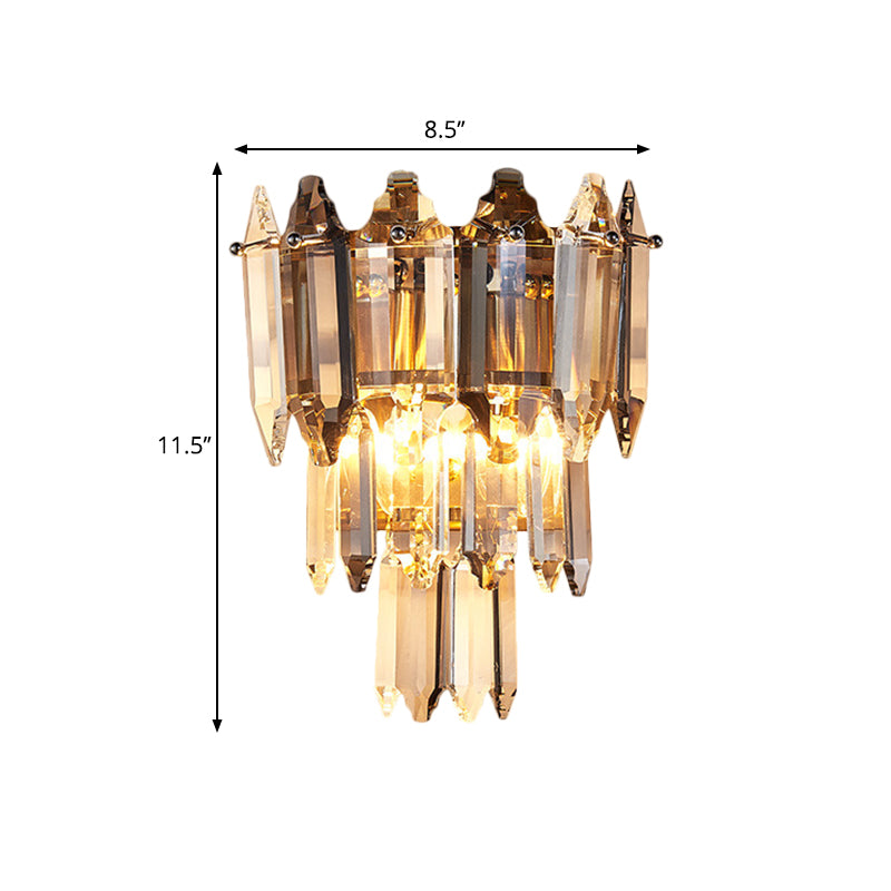 Frendorf | 2 Köpfe Abgeschrägter Flush Wand Sconces Moderne Gold Kristall Shuttle Wandmontage Lichtarmatur