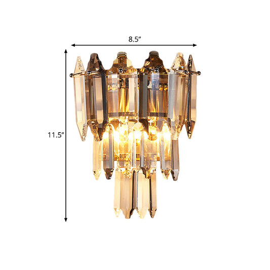 Frendorf | 2 Köpfe Abgeschrägter Flush Wand Sconces Moderne Gold Kristall Shuttle Wandmontage Lichtarmatur
