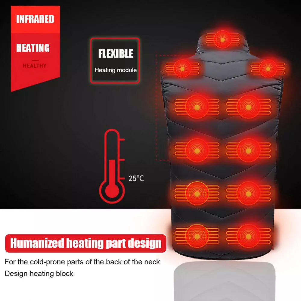 Frendorf | 13-Zonen-Heizweste Warme Winter Elektrische USB Jacke Unisex Körperwarme Jacke US