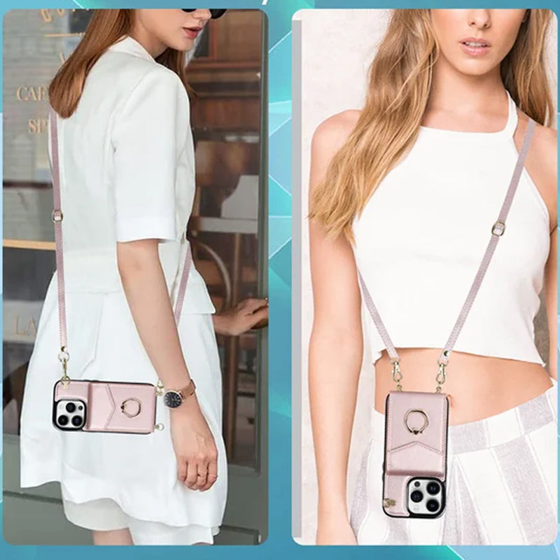 Frendorf | Leder Geldbörse Hülle mit Ring & Lanyard für iPhone