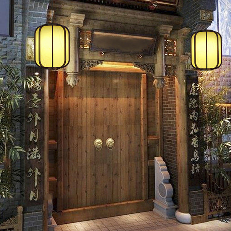 Frendorf | LuxoraChic Modernes Chinesisches Design Pendelleuchte | Faux-Schaffell | Holz-Laterne | LED-Beleuchtung für Zuhause