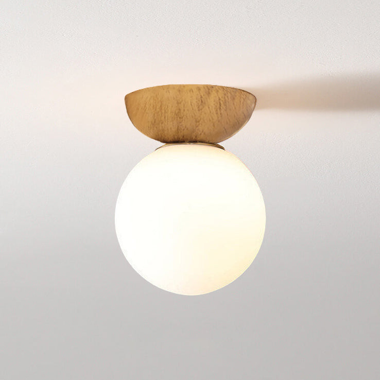 Frendorf | LumiHaus Deckenleuchte Holz | Japanisch-Nordisches Design | Glas Kugel | Warmes Stimmungslicht