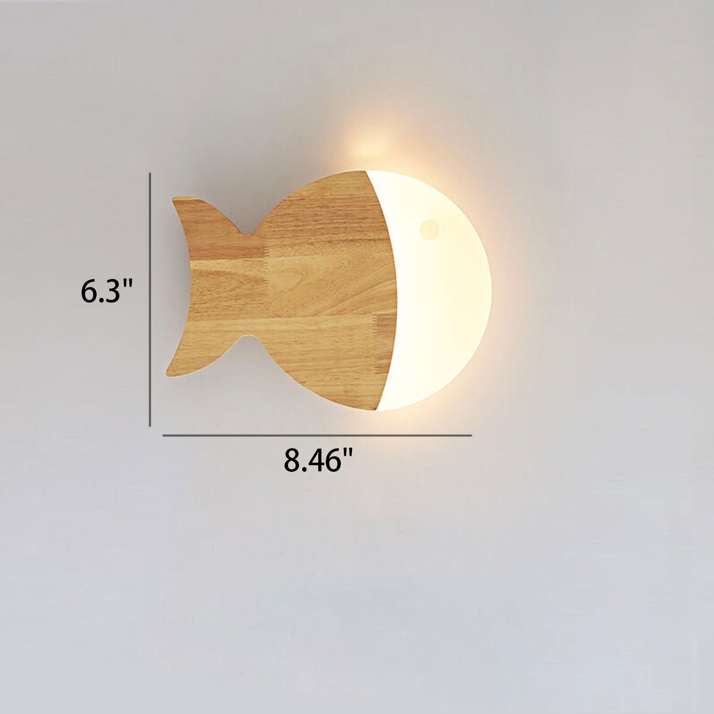 Frendorf | Fynnora Nordic Wandlampe | Eiche & Acryl | Minimalistisches Fisch-Design | LED Beleuchtung