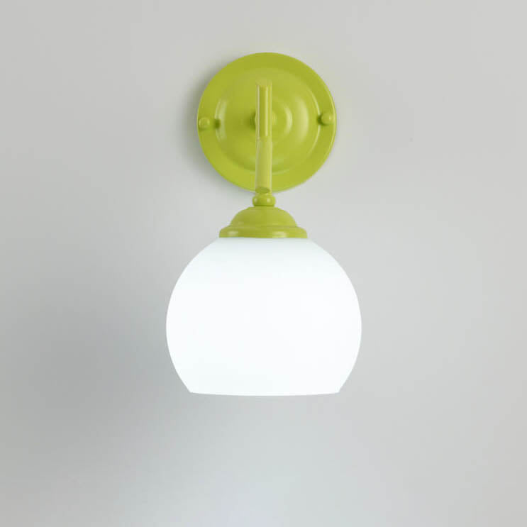 Modern Art Deco Round Glass Metal 1-Light Wall Sconce Lamp For Bedroom