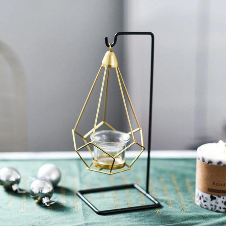 Frendorf | GeoLume Geometrischer Hängender Kerzenhalter oder Vase aus Eisen | Modernes Design | Vielseitige Deko