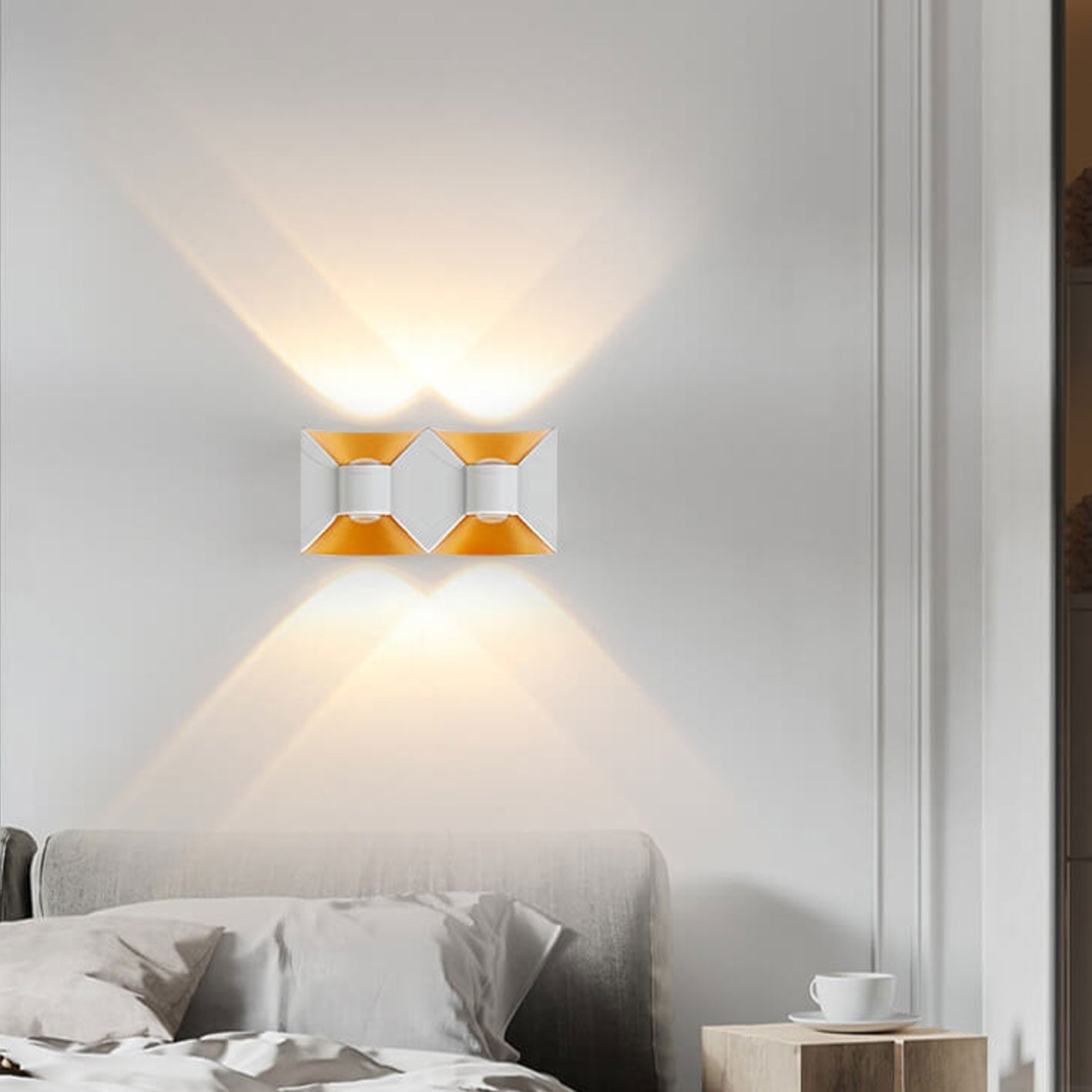 Moderne kreative Aluminium quadratische Doppelkopf Außenbalkon Wandleuchte lampe