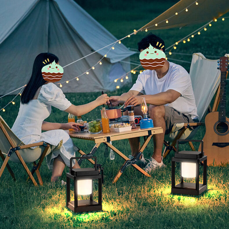 Outdoor Solar Camping Quadrat Tragbare Käfig LED Camping Landschaft Licht