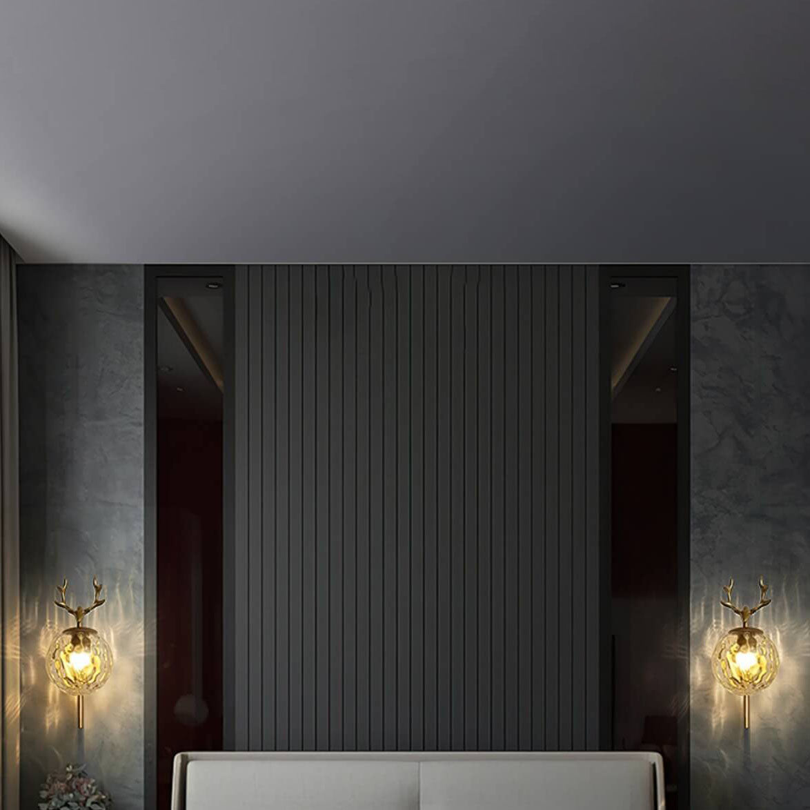 Frendorf | Antleon Nordic Wandleuchte | Luxuriöses Geweih-Design | Glaslampenschirm | Elegante Wandbeleuchtung