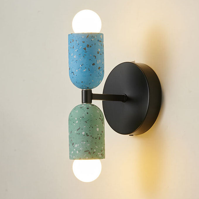 Frendorf | Zenolux Japanisches Wabi-Sabi Design Wandleuchte | Eisen & Zement | 2-Licht Lampe | Perfekt für moderne Innenräume