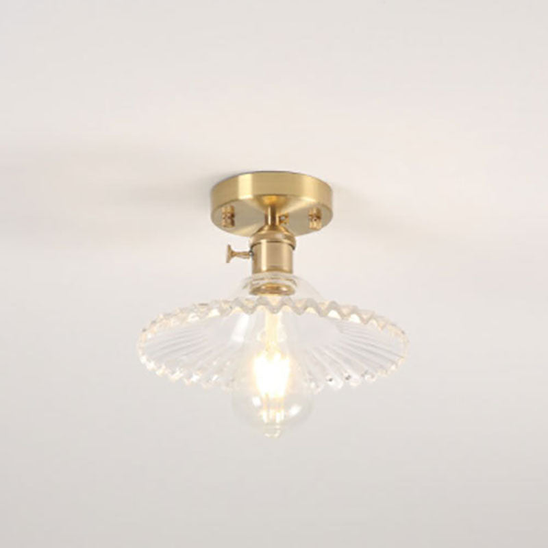 Frendorf | Lotuvia Japanische Vintage Deckenleuchte | Glas & Messing | Lotus Design | Semi-Flush-Mount