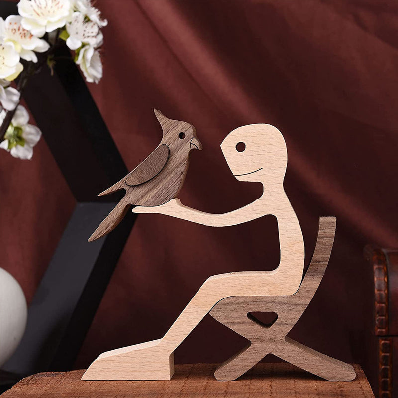 Frendorf | Geschenk für Tierliebhaber - Holzskulptur Tischornamente - Die Liebe zwischen Ihnen und Ihrem pelzigen Freund
