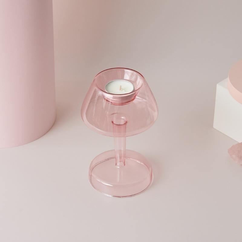 Frendorf | Rosivina Pink Glas Kerzenhalter & Vasen Set | Elegantes Design | Vielseitige Tischdekoration